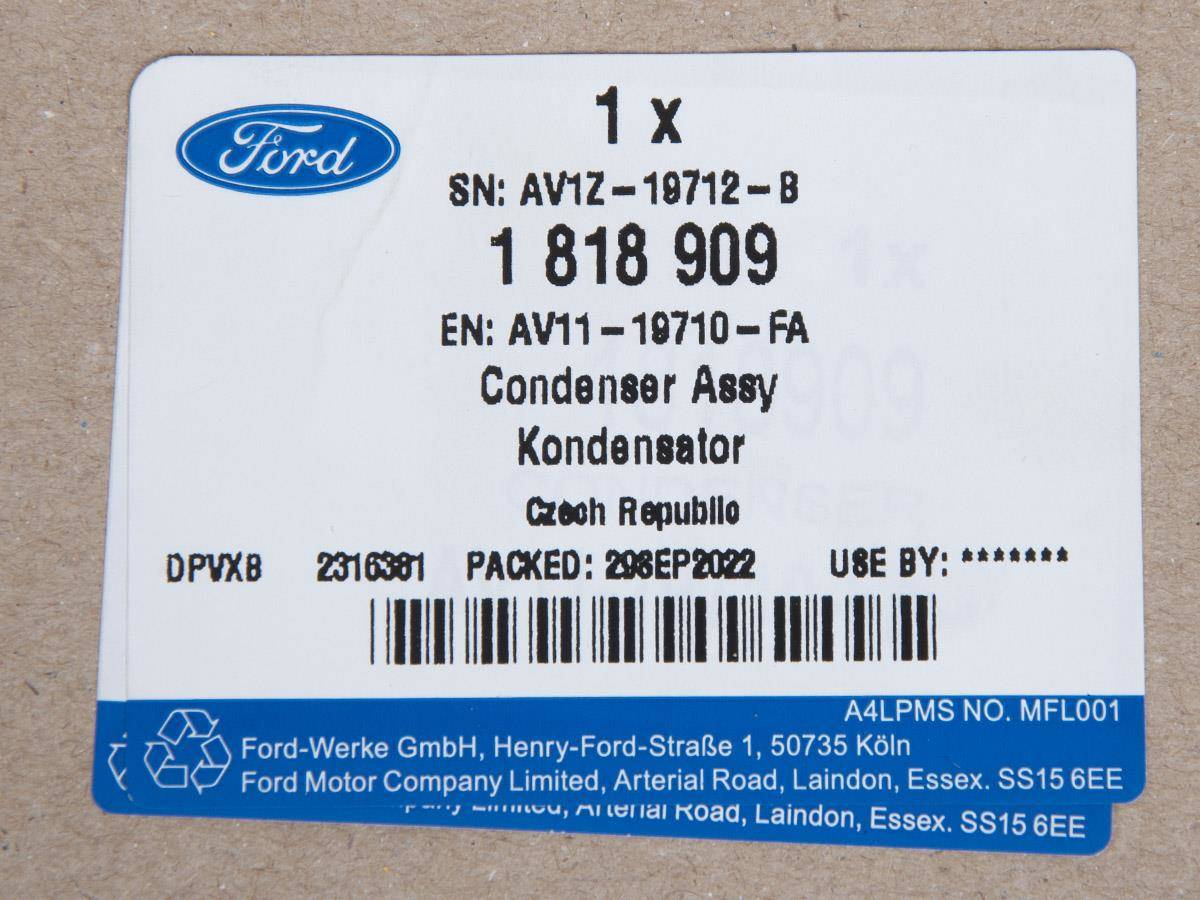 CHŁODNICA KLIMATYZACJI B-MAX 12-17 / FIESTA 12-19 _ 1818909 _ AV11-19710-FA _ AV1Z-19712-B