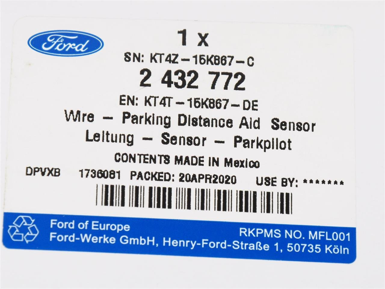 WIĄZKA ZDERZAKA PRZEDNIEGO EDGE 2018- 6 PDC KAMERA _ 2432772 _ KT4T-15K867-DE _ KT4Z-15K867-C