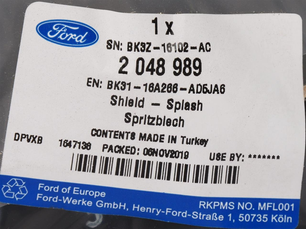 CHLAPACZ PRAWY PRZÓD FORD TRANSIT 15- 19- _ 2048989 _ BK31-16A266-AD5JA6