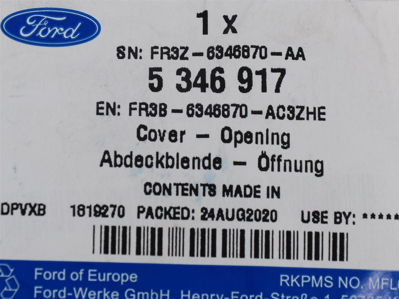 ZAŚLEPKA TYLNEJ PÓŁKI MUSTANG 15- 17- _ 5346917 _ FR3B-6346870-AC3ZHE _ FR3Z-6346870-AA