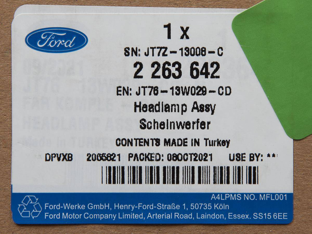 REFLEKTOR PRAWY FORD TRANSIT/TOURNEO COURIER 18- _ 2263642 _ JT76-13W029-CD