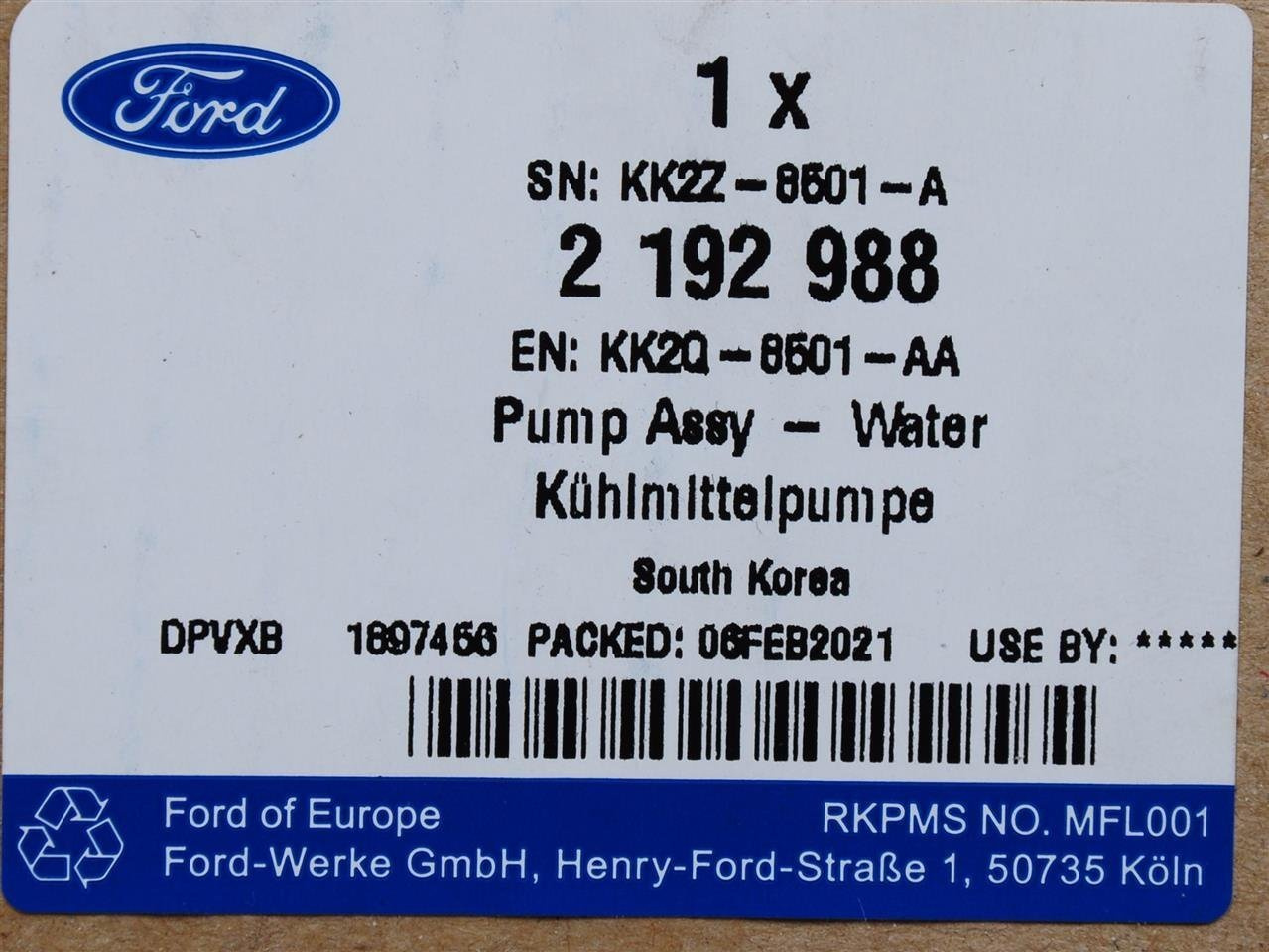 POMPA WODY 2.0 ECOBLUE CUSTOM 19- TRANSIT 19- _ 2650930 _ KK2Q-8501-AC