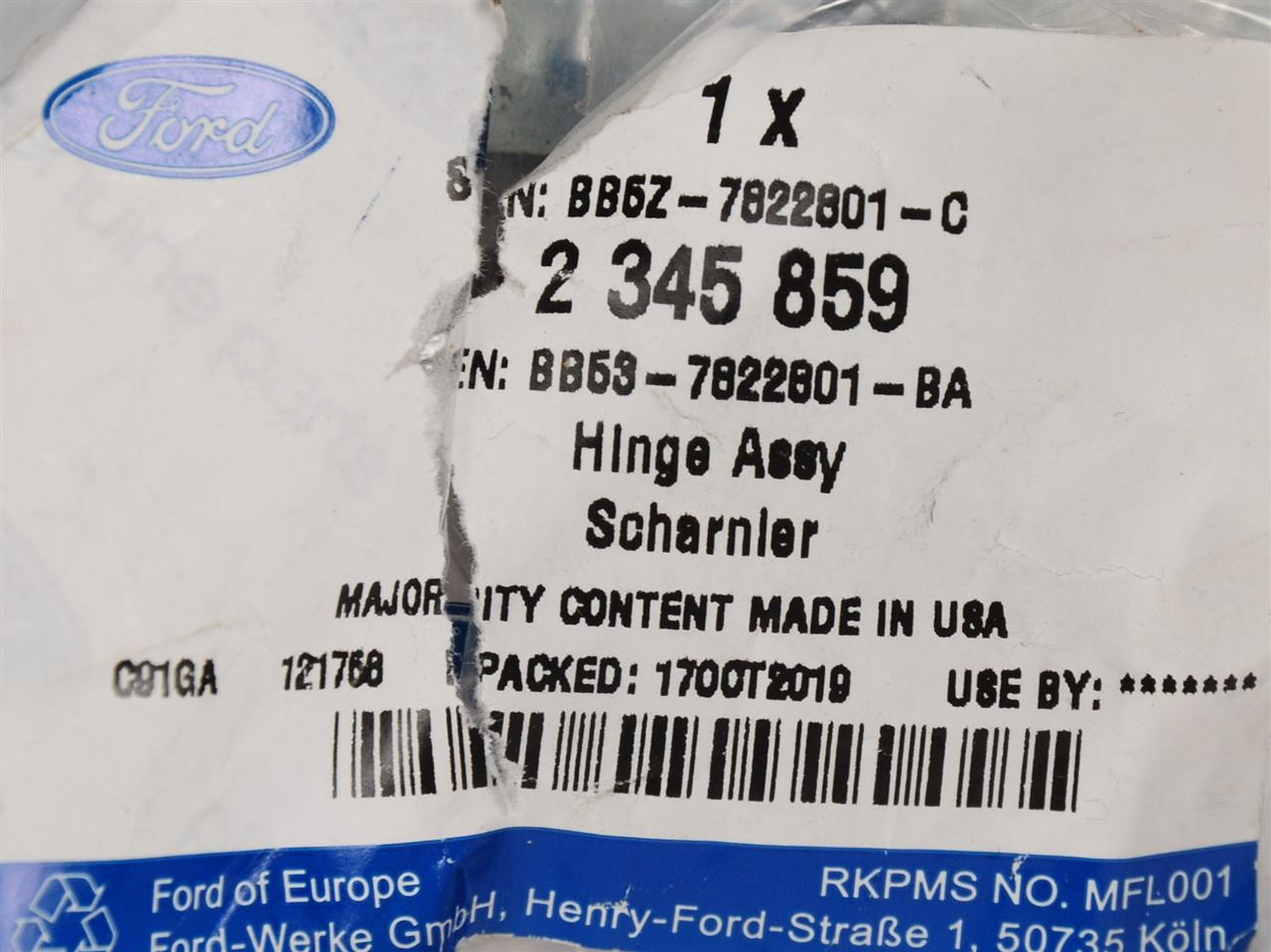 ZAWIAS DRZWI LEWYCH GÓRNY PRZÓD EXPLORER 20- _ 2345859 _ BB53-7822801-BA _ BB5Z-7822801-C