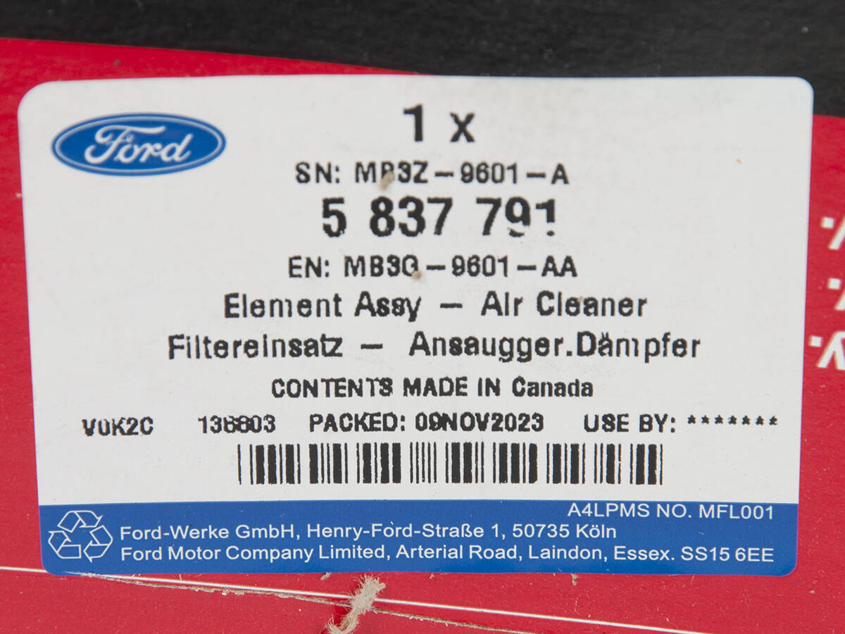 FILTR POWIETRZA FORD BRONCO 2,3 EB _ 5837791 _ MB3G-9601-AA _ MB3Z-9601-A