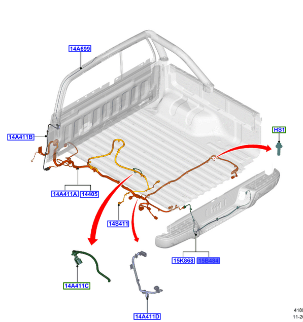 WIĄZKA CZUJNIKÓW PARKOWANIA TYŁ RANGER 16- _ 2014684 _ GB3T-15K868-BB