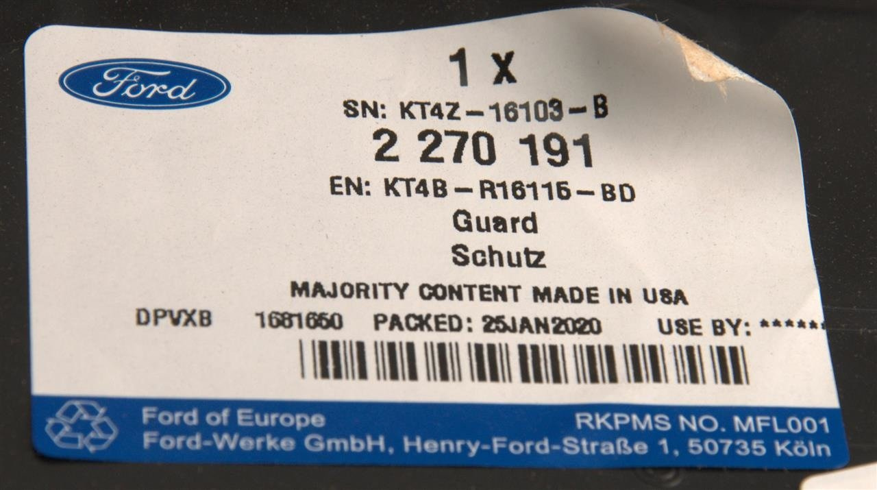 NADKOLE LEWY PRZÓD FORD EDGE 2018- OE _ 2602152 _ KT4B-R16115-BE _ KT4Z-16103-B