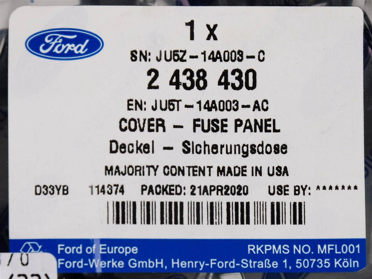 OBUDOWA DOLNA SKRZYNKI BEZPIECZNIKÓW MUSTANG 2017- _ 2438430 _ JU5T-14A003-AC _ JU5Z-14A003-C