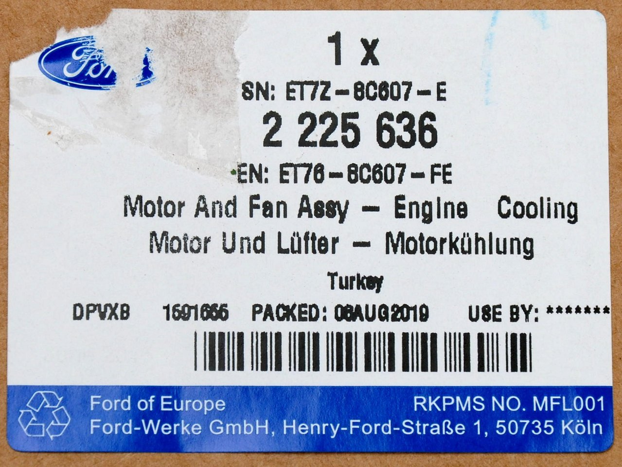 WENTYLATOR CHŁODNICY TRANSIT /TOURNEO COURIER 14- _ 2225636 _ ET76-8C607-FE _ ET7Z-8C607-E