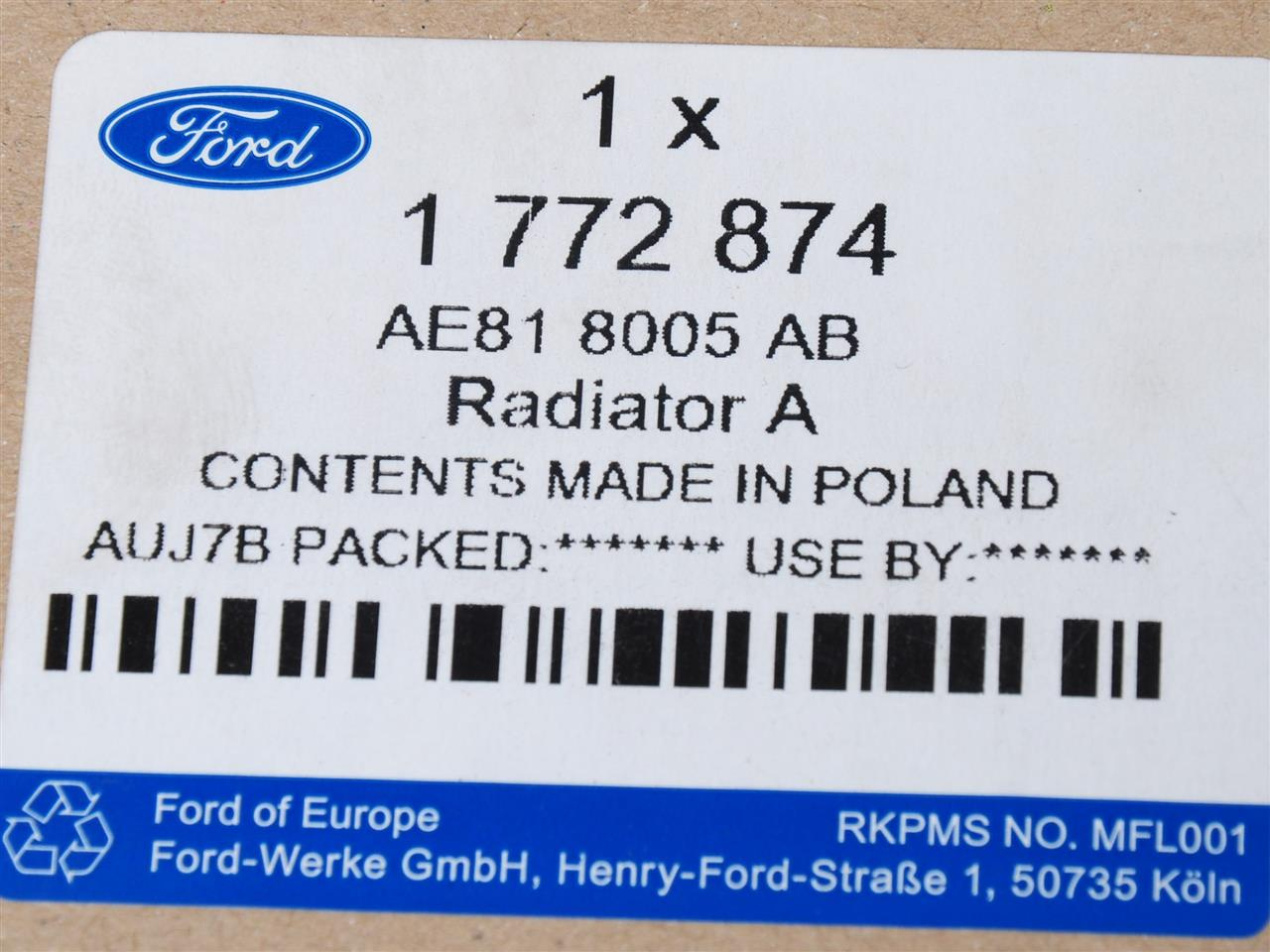 CHŁODNICA WODY B-MAX 12-17 FIESTA 12-19 _ 1772874 _ AE81-8005-AB _ GTU_07